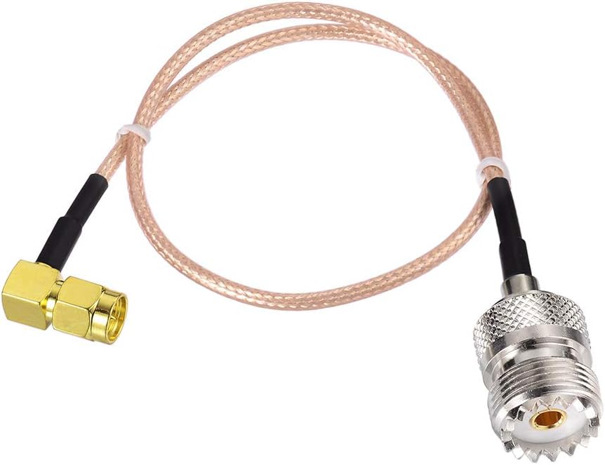 SUPERBAT SO239 to SMA Cable UHF Female SO-239 to SMA Male Right Angle Cable 12" for RF Applications/CB Radio/Handheld Radio Antenna/Walkie Talkie etc Pack of 2