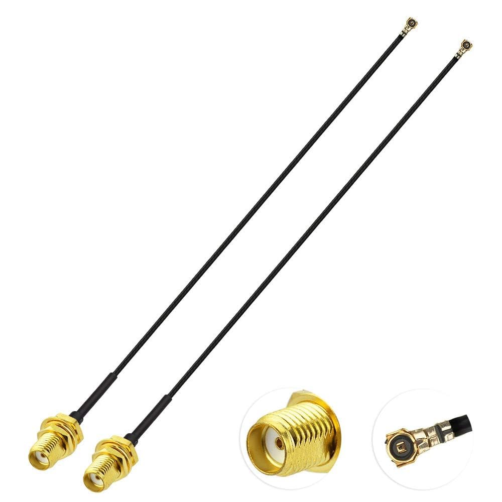 Superbat SMA to UFL-4 Cable Mini PCI to SMA Bulkhead Coaxial Cable for M.2 NGFF Interface WiFi PCI Wireless Routers Mini PCIe Cards Network Extension Pigtail 2-Pack