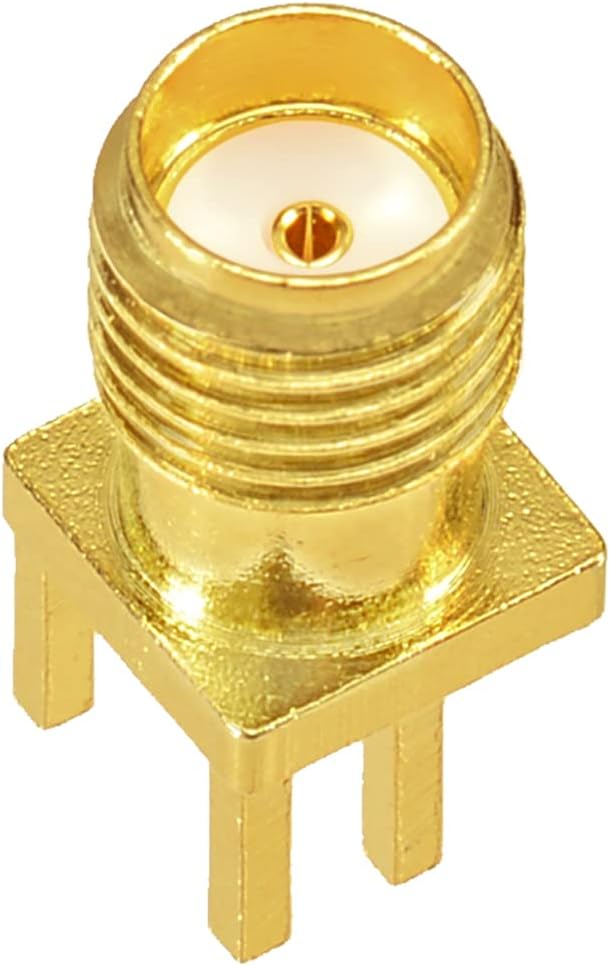 Superbat SMA Connectors RF Coaxial SMA Female Jack PCB Edge Mount Connector Solder Adapter Vertical Thru Hole 10pcs