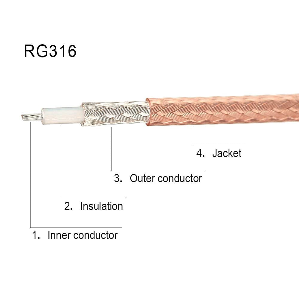 Superbat MMCX Male Right Angle to N Female Connector,6inch RG316 Coaxial Cable 2Pcs for RF Applications,SDR Radios,Instrumentation etc