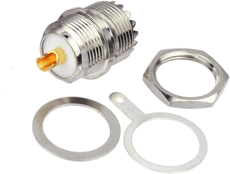 wlaniot SO239 Bulkhead Connector UHF Female Nut Bulkhead Handle Deck Clip Solder Cup Panel Mount Straight Connector 3pcs