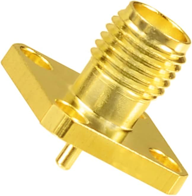 Superbat SMA Connectors SMA Female 4 Holes Panel Chassis Mount Flange Solder Cup Connector SMA Bulkhead Connector 5-Pack