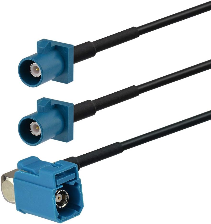 Superbat Fakra Splitter Cable 2 Male to Female RG174 Coaxial Cable Y-Type for Car Stereo GPS Antenna Extension, 2Ft