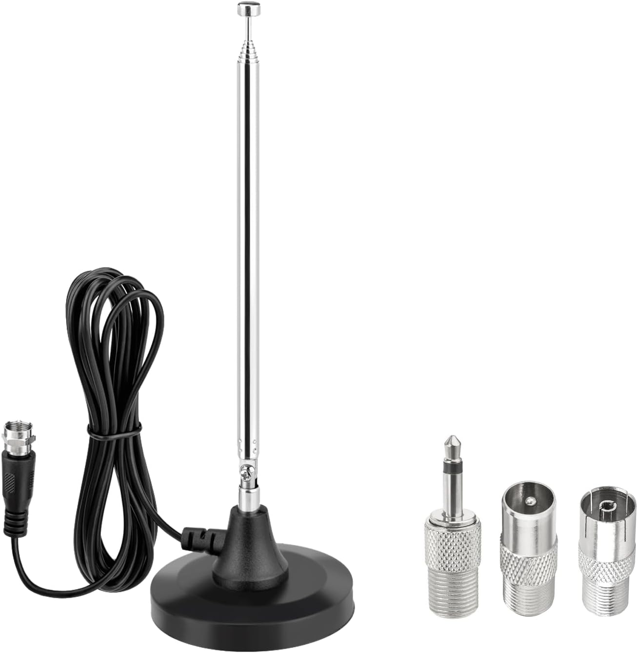 SUPERBAT Strong Magnetic Base Portable Telescopic FM Radio Antenna with 10ft Extension Cable for Yamaha Marantz Pioneer Onkyo Sherwood FM Radio Tuner AV Audio Bluetooth Home Theater Stereo Receiver