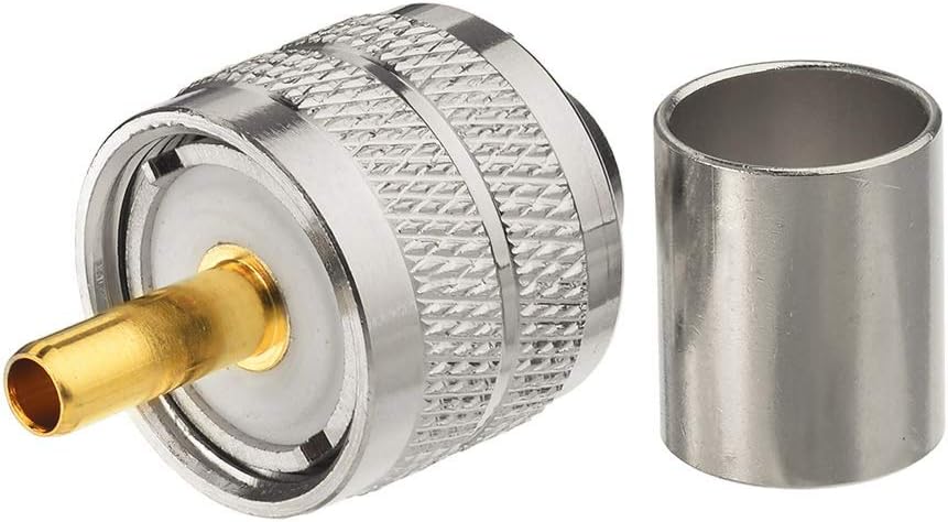 wlaniot PL259 Crimp Connector PL-259 Plug Male Connector pl259 pl-259 UHF Male Solder Connector for LMR-400 RG-213 CB Ham Radio Antenna 2pcs
