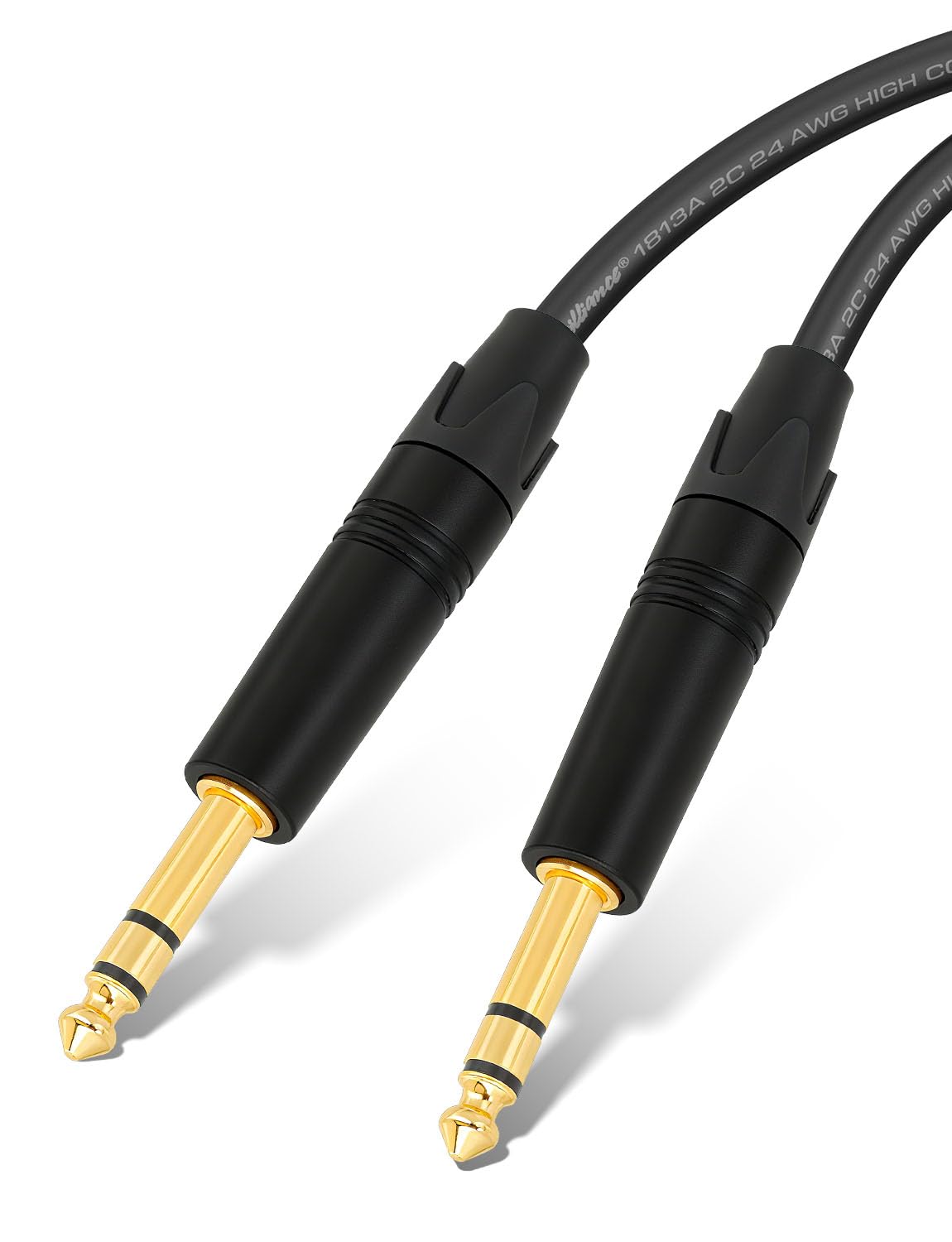 Superbat Premium 6.35mm TRS Balanced Stereo Audio Cable 3FT,24AWG Low Noise Dual Shielded with Gold Plated Connectors for Electric Guitar, Bass, Keyboard, Amp, Speaker 2-Pack