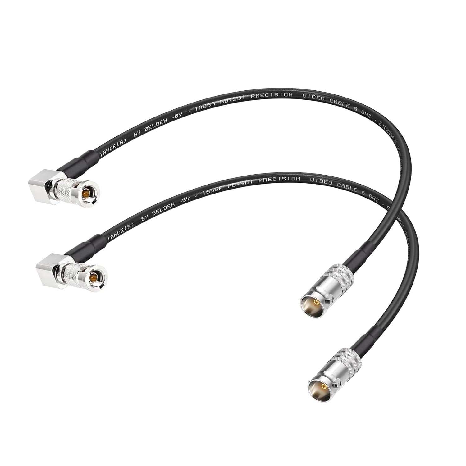 Superbat HDBNC to BNC Cable  BNC Female to HDBNC Male Cable Right Angle Black Belden 1855A, Support 3G/6G/12G-SDI for Blackmagic Video Assist Monitor Cameras Video Switchers 2-Pack