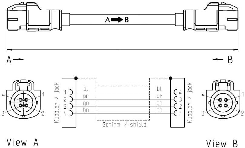 Superbat Fakra HSD LVDS Adapter 3ft Wiring Harness HSD 535 4-Core Cable Fakra Z Female Connector for USB Wire Vehicle Transmission Screens etc.
