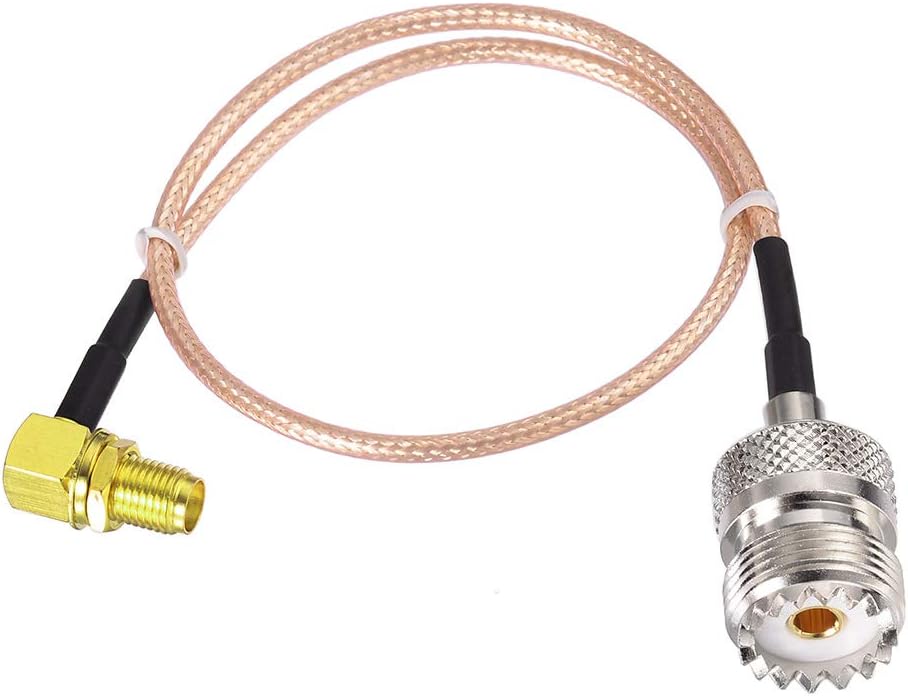 SUPERBAT SO239 to SMA Cable UHF Female SO-239 to SMA Female Right Angle Cable 12" for RF Applications/CB Radio/Handheld Radio Antenna/Walkie Talkie etc Pack of 2