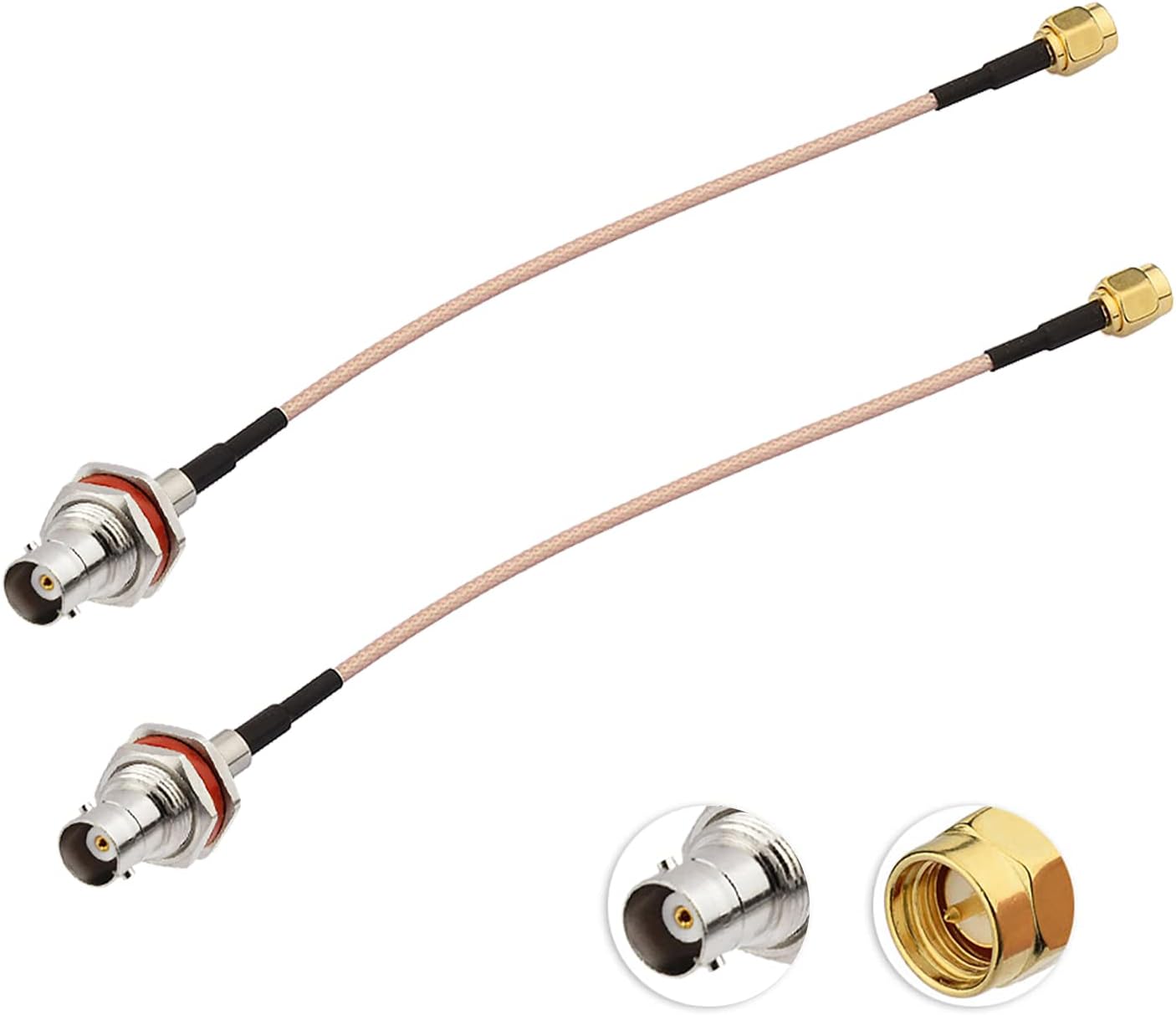 Superbat SMA to BNC Bulkhead Cable 50 Ohm SMA Male to BNC Female RG316 Coaxial Cable Jumper (6inch 2-Pack) for Ham Radio Scanner Antenna Wi-Fi Wireless LAN Devices etc.