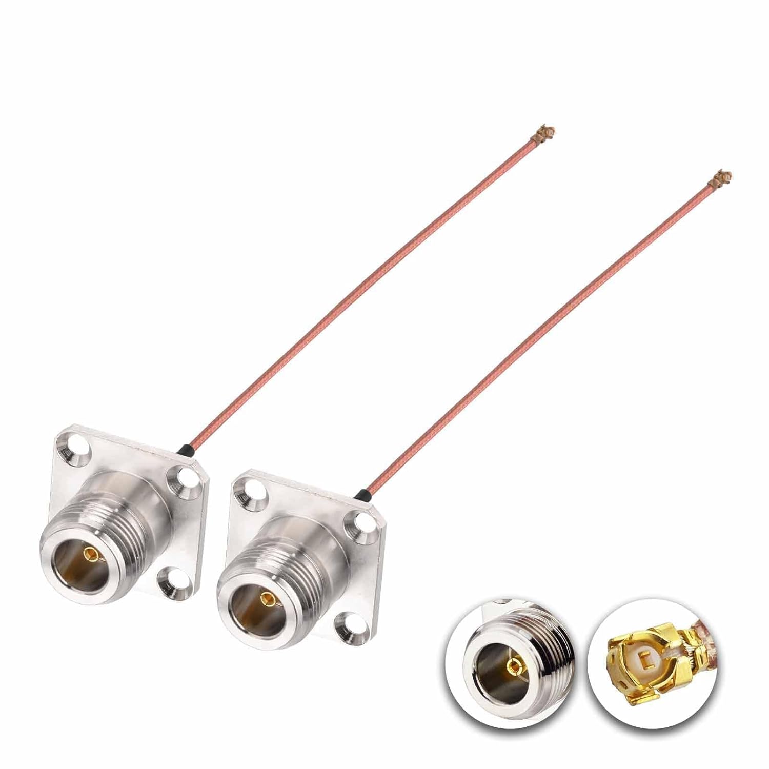 Superbat N Type Female 4 Hole Flange Panel Pigtail Cable Low Loss RG178 Coaxial Jumper(2Pcs) for T-Mobile 5G Gateway Router PCI WiFi Card LoRA Applications External Antennas