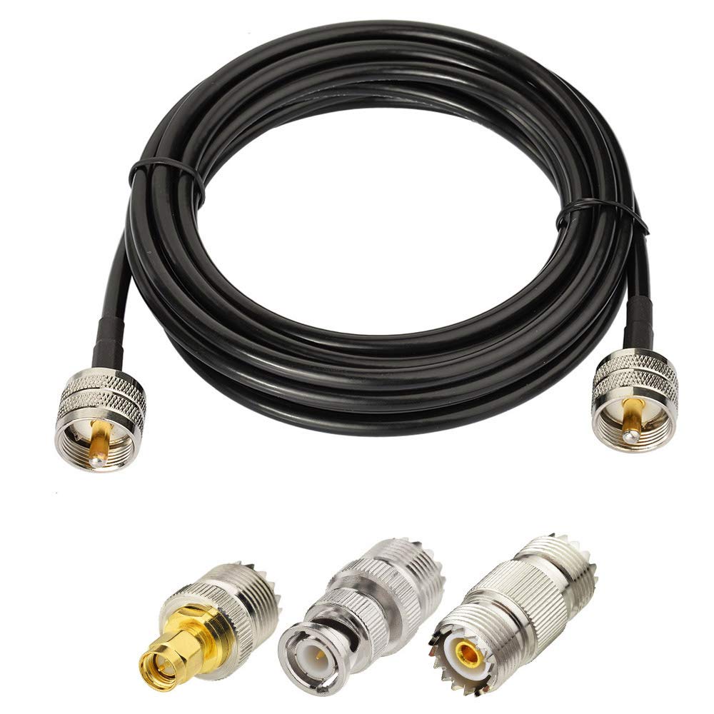 SUPERBAT PL259 Cable UHF RG58 Coaxial Cable 6ft, PL-259 Coax Jumper + SMA/BNC/PL259/SO239 Adapter Kit for CB Ham Radio Amateur,SWR Meter Two-Way Radio Applications
