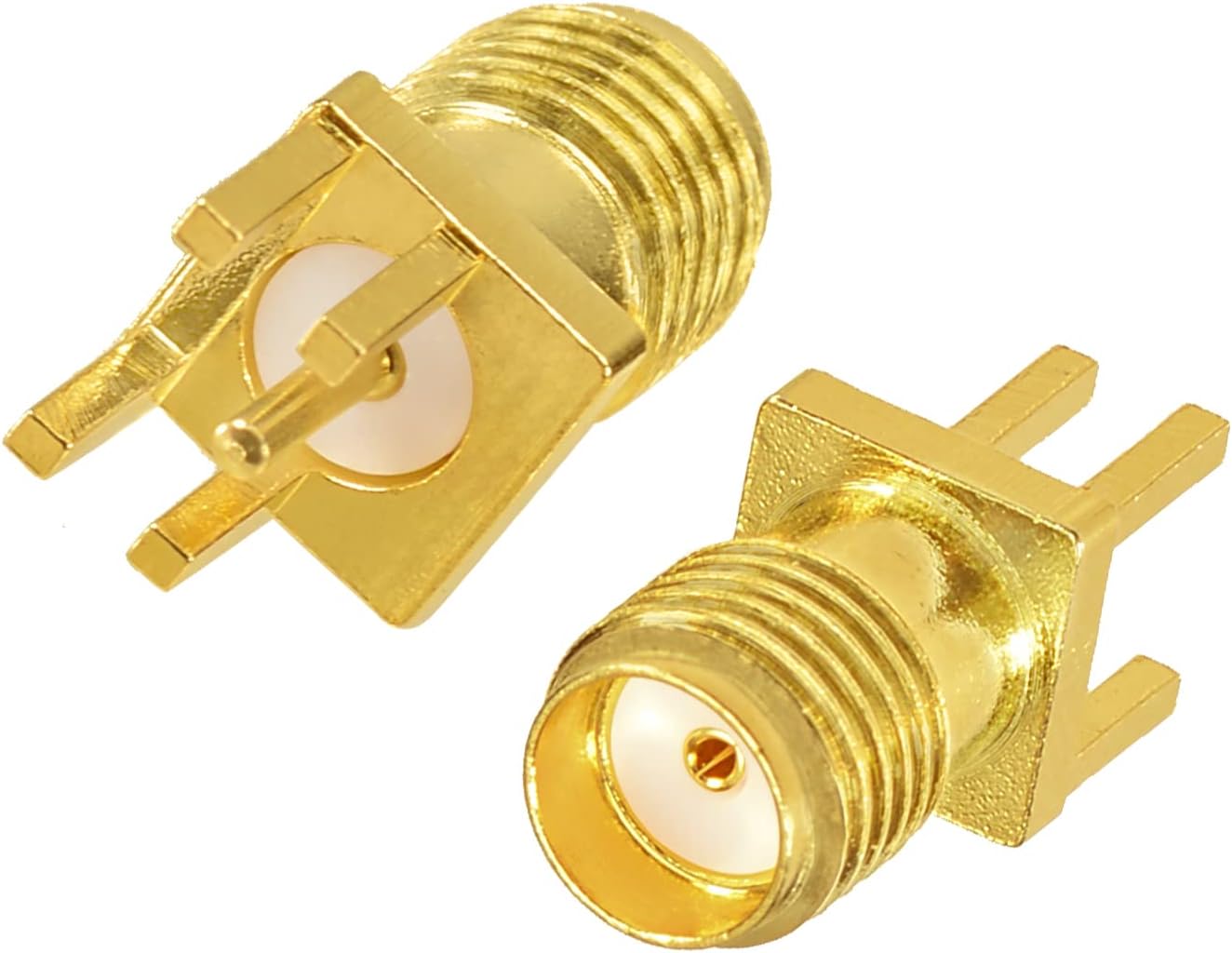 Superbat SMA Connectors RF Coaxial SMA Female Jack PCB Edge Mount Connector Solder Adapter Vertical Thru Hole 10pcs