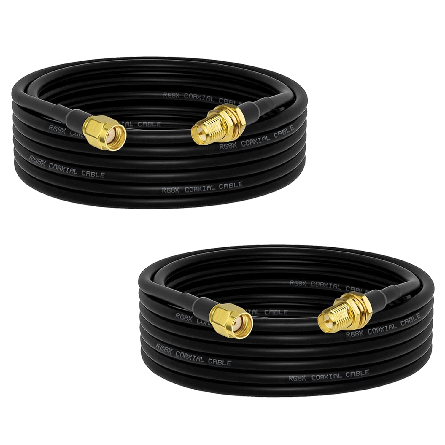Superbat WiFi Antenna Extension Cable (2-Pack) RP-SMA Male to RP-SMA Female Bulkhead Mount RG8X Cable for WiFi Router Security Camera Wireless Network Card Adapter (Not for TV)