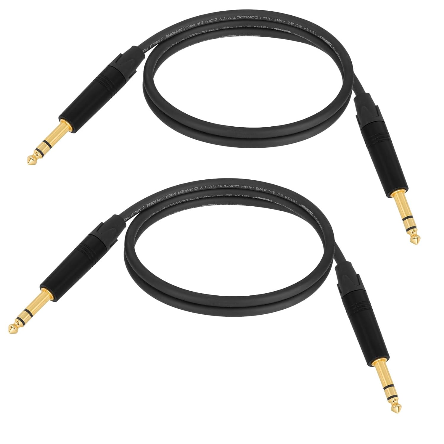Superbat Premium 6.35mm TRS Balanced Stereo Audio Cable 3FT,24AWG Low Noise Dual Shielded with Gold Plated Connectors for Electric Guitar, Bass, Keyboard, Amp, Speaker 2-Pack