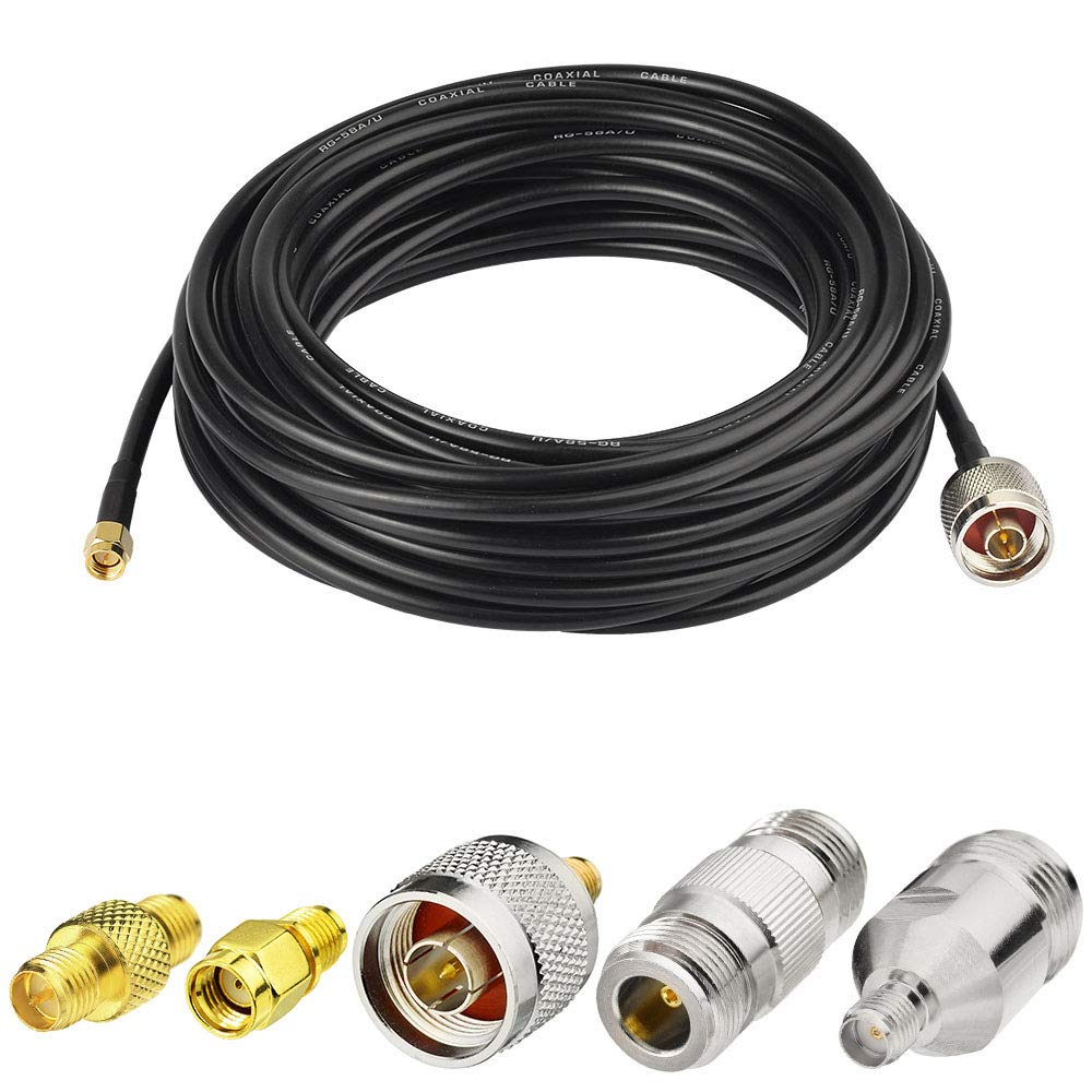 Superbat SMA Male to N Male Coaxial Coax Cable 20inches, SMA to N Cable + 5pcs SMA to N Male/Female Adapter KIT for Cell Antenna Router 3G 4G LTE Ham Antenna etc