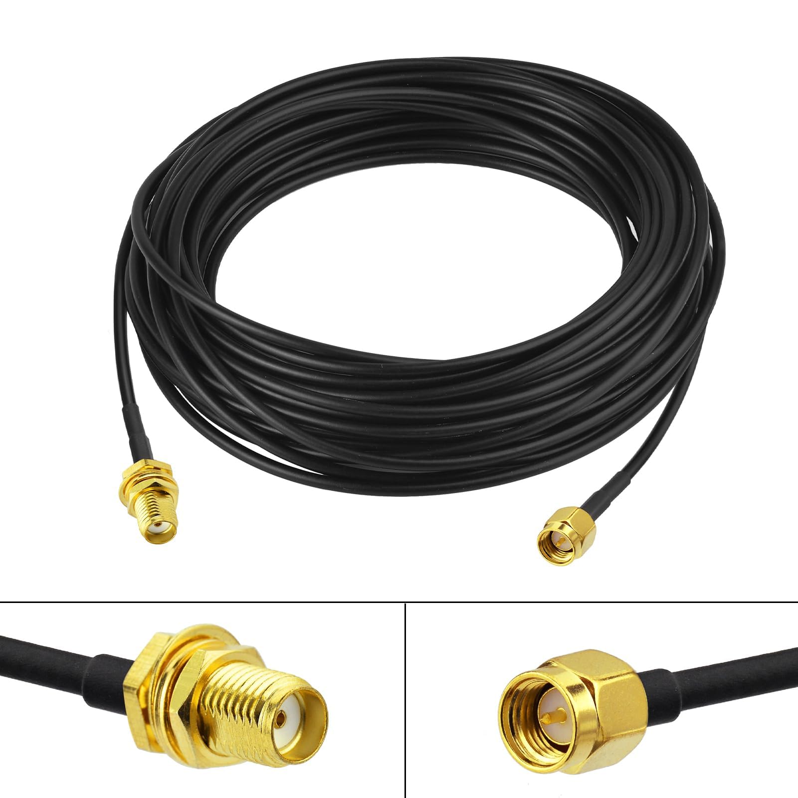 Superbat SMA Male to SMA Female Bulkhead Cable 10ft 50 Ohm Coax Cable for SDR Antenna Ham Radio, 3G 4G LTE Antenna, ADS-B, GPS Meter Radio etc.
