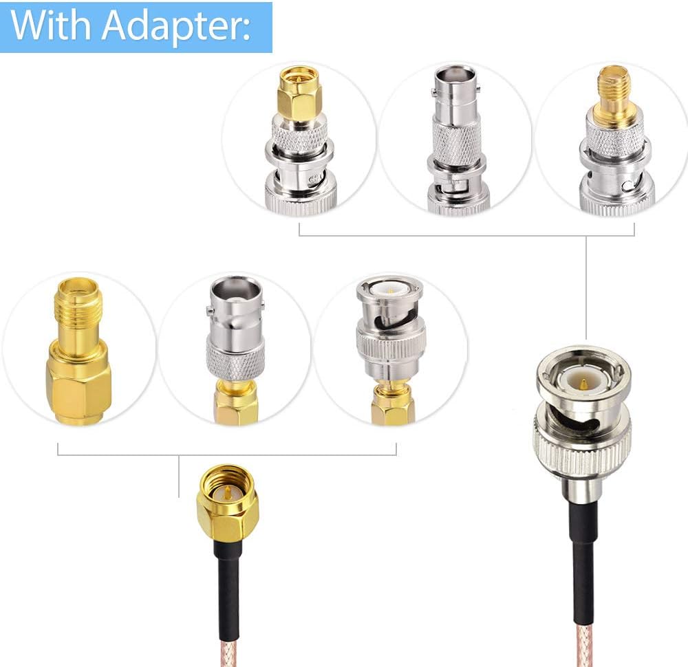 Superbat SMA Male to BNC Male Cable 5pcs RF Coax Adapter Kit SMA to BNC Adapter Kit for RF Applications/Antennas/Wireless LAN Devices/Wi-Fi Radios External Antenna etc