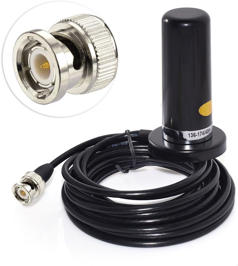 wlaniot Vehicle/Car Mobile Dual Band Antenna BNC Male Connector Magnetic Base Mount 5M RG58 Cable for BC125AT Scanner
