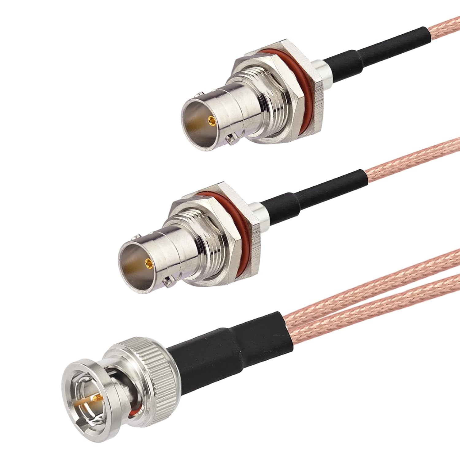Superbat 1ft (30cm) 75 Ohm HD-SDI BNC Coax Splitter Cable (1 in 2 out) for Cameras, DVR Recorders, CCTV Monitors, SDI Converters, Video Splitters, etc.