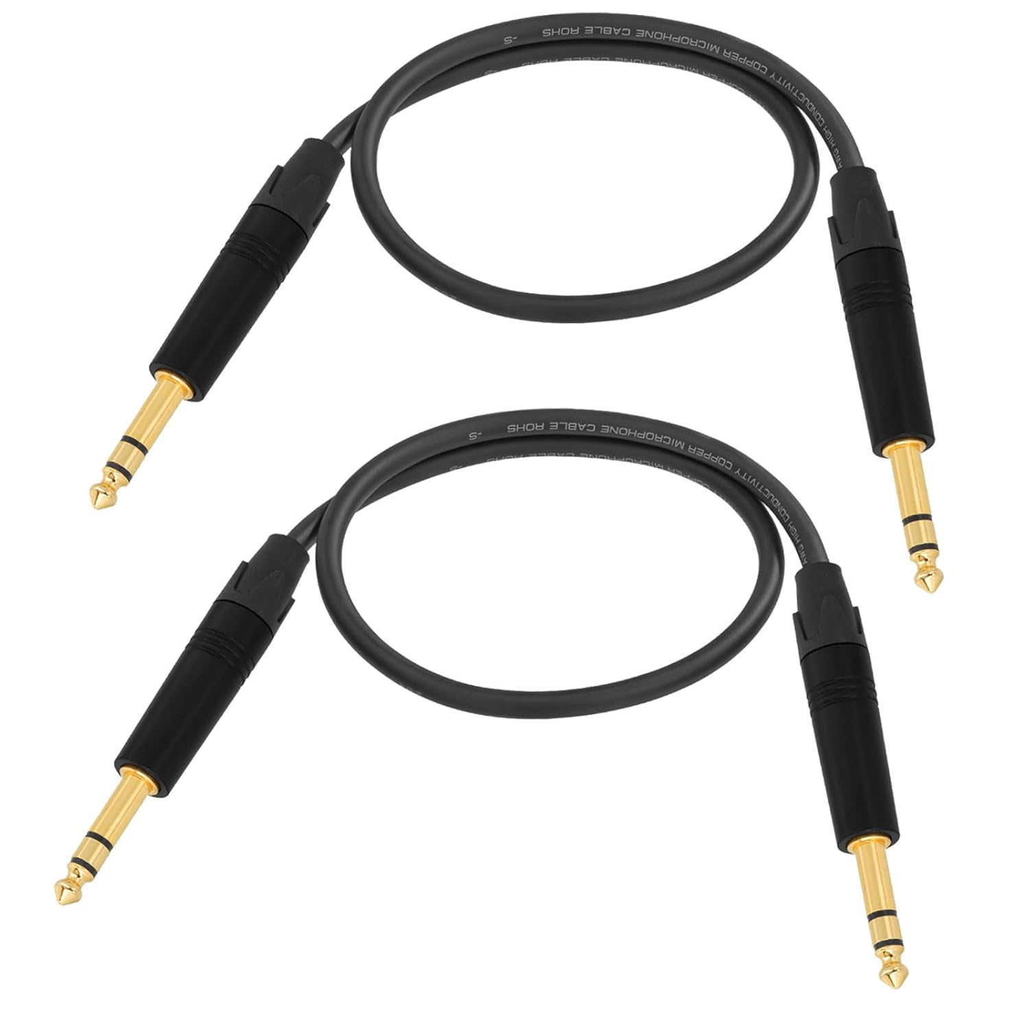 Superbat Premium 6.35mm TRS Balanced Stereo Audio Cable 2FT,24AWG Low Noise Dual Shielded with Gold Plated Connectors for Electric Guitar, Bass, Keyboard, Amp, Speaker 2-Pack