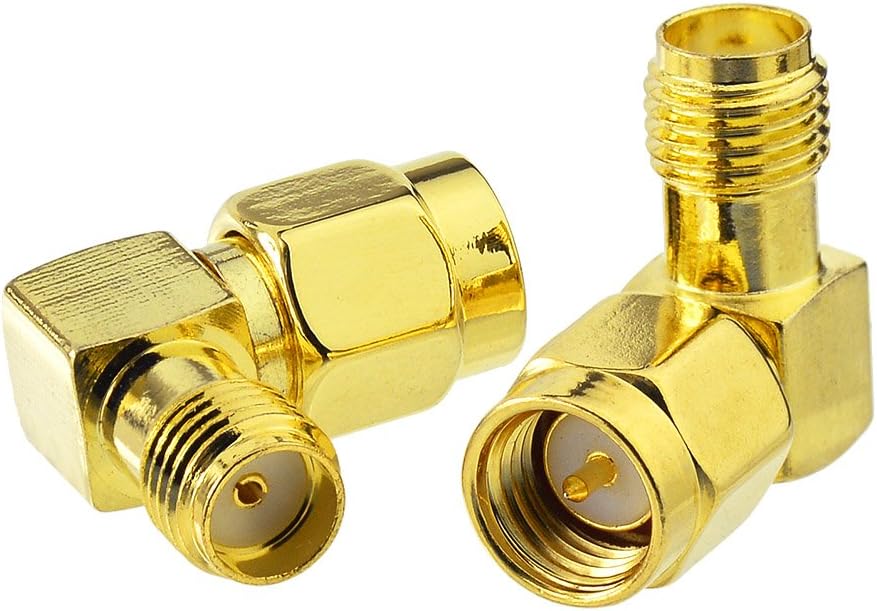 SUPERBAT SMA Adapter 90 Degree,5pcs SMA Male to Female Right Angle Coax Adapter for Radio RTL-SDR FPV Antenna Transmitter LTE Router etc.