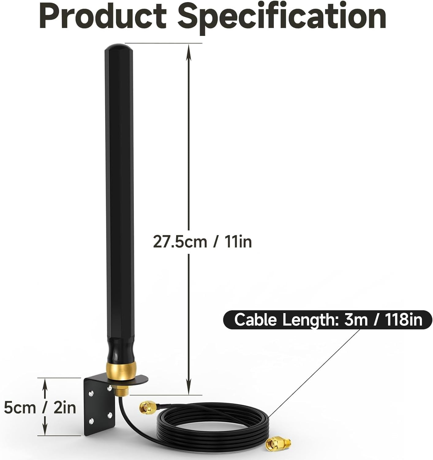 Superbat Outdoor 4G LTE SMA Antenna Wall Mount Antenna Cellular Trail Camera Antenna for Extended Receiver Muddy Cellular Hunting Trail Game Camera Cam Router Gateway
