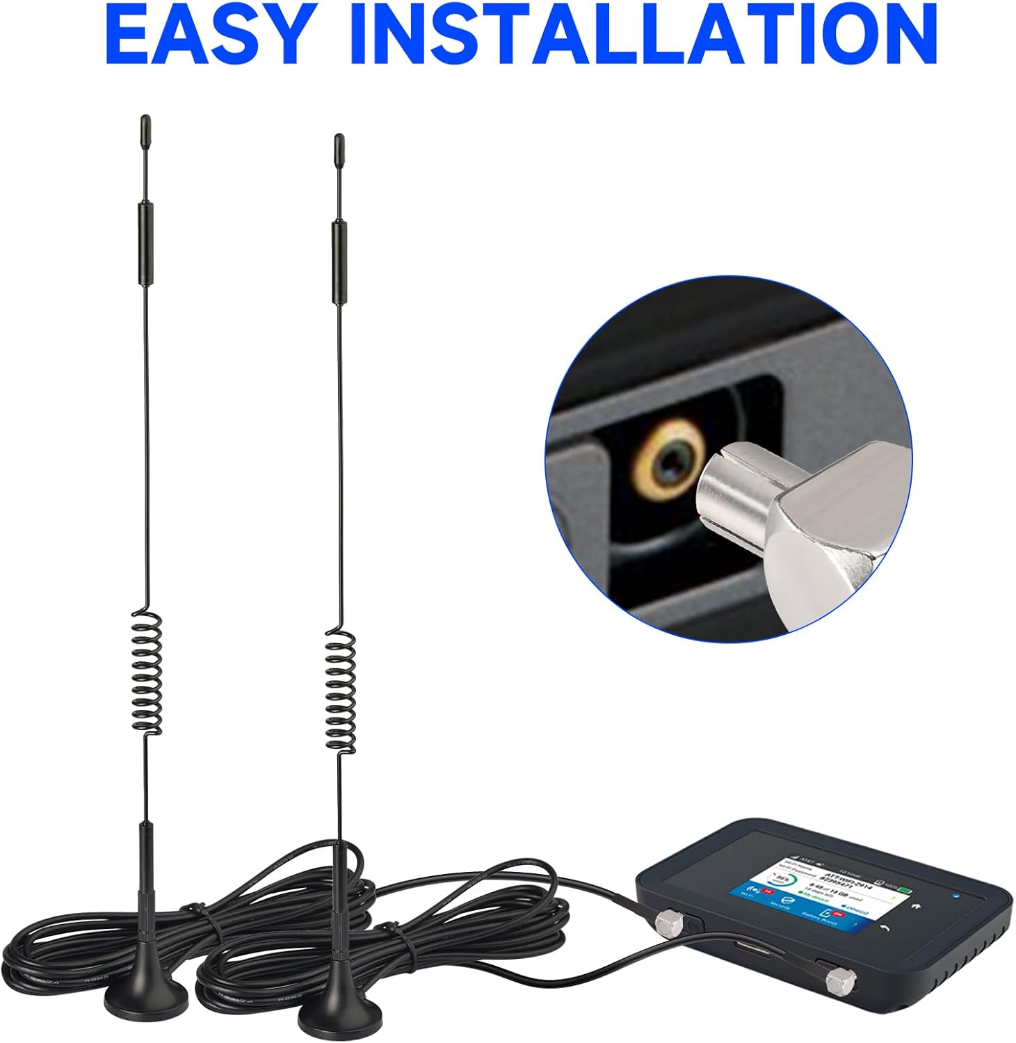 Superbat 7dBi External Magnetic Coil Antenna TS9 Connectors Antenna for Modem Dongle AT&T Nighthawk M5 / MR5100 M1 / MR1100, Verizon Jetpack 8800L MiFi Hotspots 2-Pack