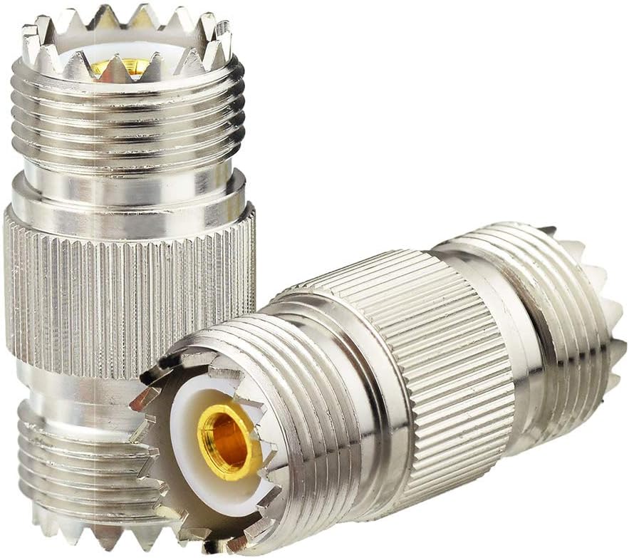wlaniot SO239 Coupler SO-239 Coax Connector Adapter UHF Female to Female SO239 Barrel Connector Ham Radio Coax Connectors 2pcs