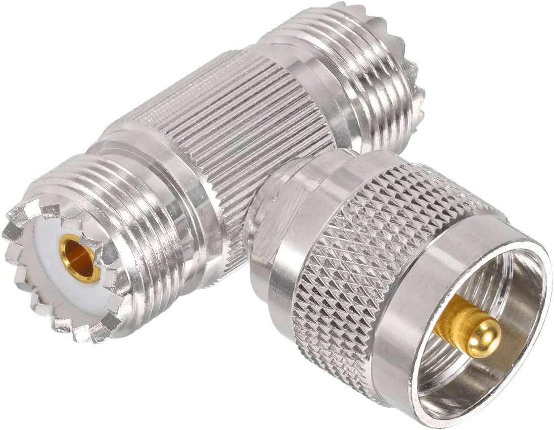 Superbat PL259 Splitter UHF Male to UHF Female Tee Connectors SO239 T Shape Adapters PL-259 Coaxial Splitter Adapter Connector for Ham Radio CB Antenna Coaxial Cable 2-Pack