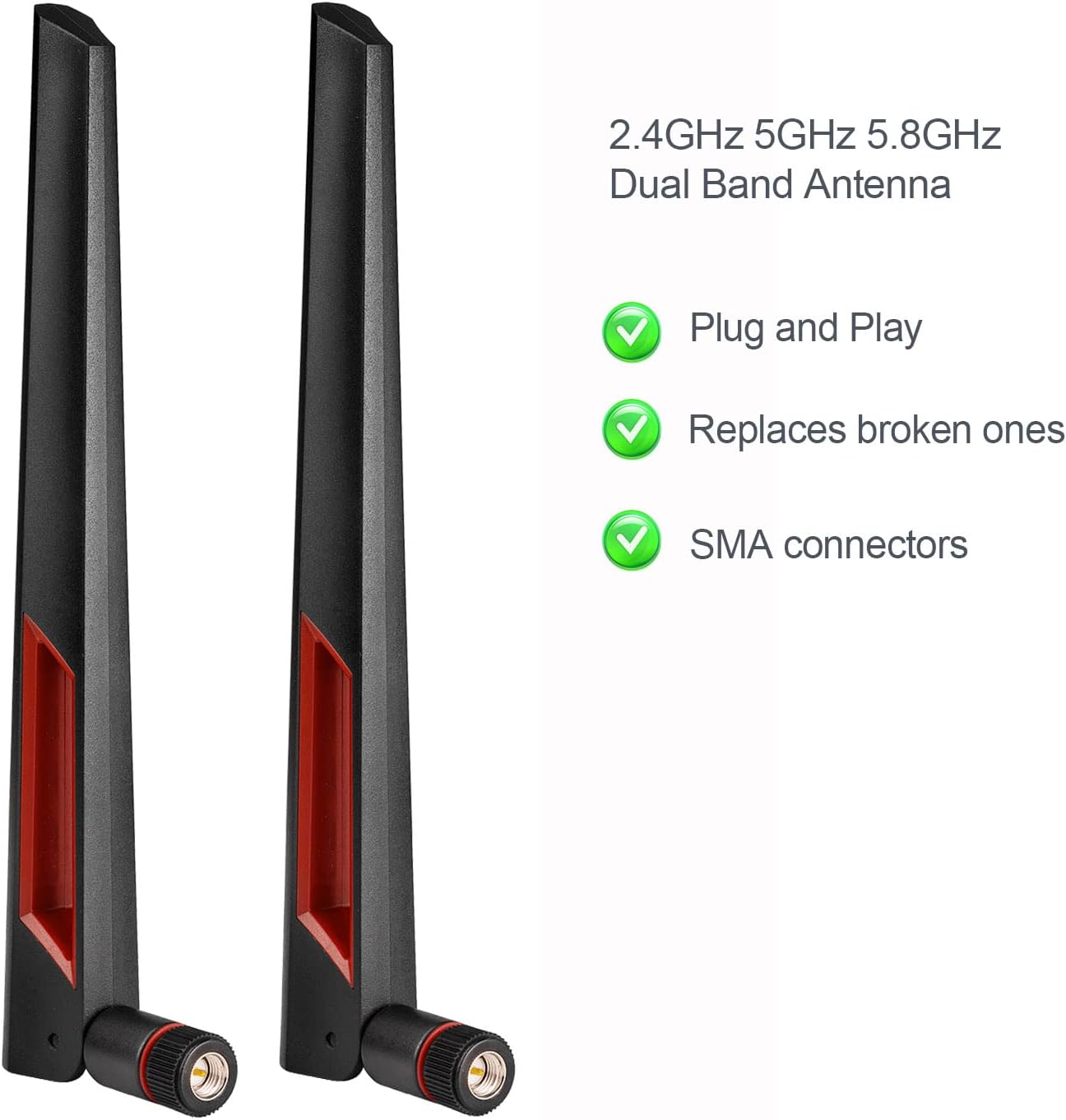 Superbat Dual Band WiFi Antenna 2.4GHz 5GHz 5.8GHz SMA WiFi Antennae for PC Desktop Computer Motherboard PCI WiFi Bluetooth Card Wireless Network Router (2-Pack)