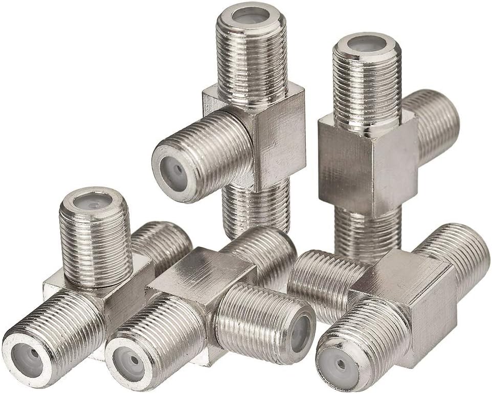 wlaniot F Type Coax Splitter 3 Way Adapter Connector F Jack Female to Double F Female RF Coaxial Adapter Connector for Combiner TV Cable Satellite Antenna 50 Ohm 5pcs