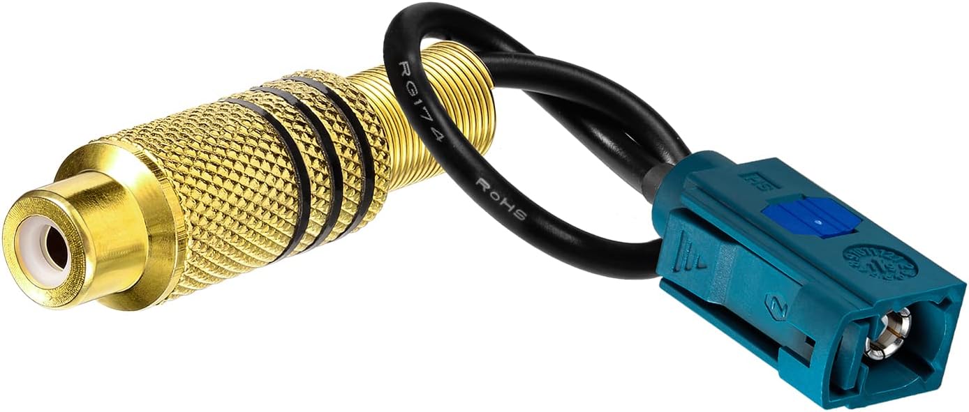 Superbat Fakra to RCA Cable, RCA Female to Blue Fakra Z Female Coax Pigtail 6" for Aftermarket Radio Head Unit Rear View Camera etc.