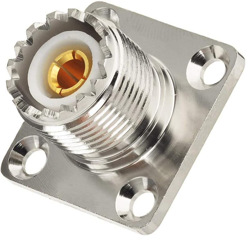 Superbat SO 239 Connectors SO239 UHF Female Jack RF Coax Connector 4 Hole Flange Chassis Mount Solder Straight for LMR-400 Coaxial Cable 2Pcs