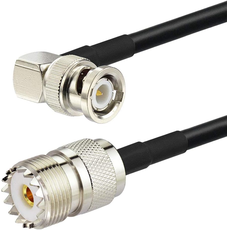 SUPERBAT BNC Male to SO239 RG58 Cable,UHF Female Jack to BNC Male Plug Adapter Jumper Cable for VHF Radio Mobile to Base Antenna scanners,12 Inch,2 Pcs