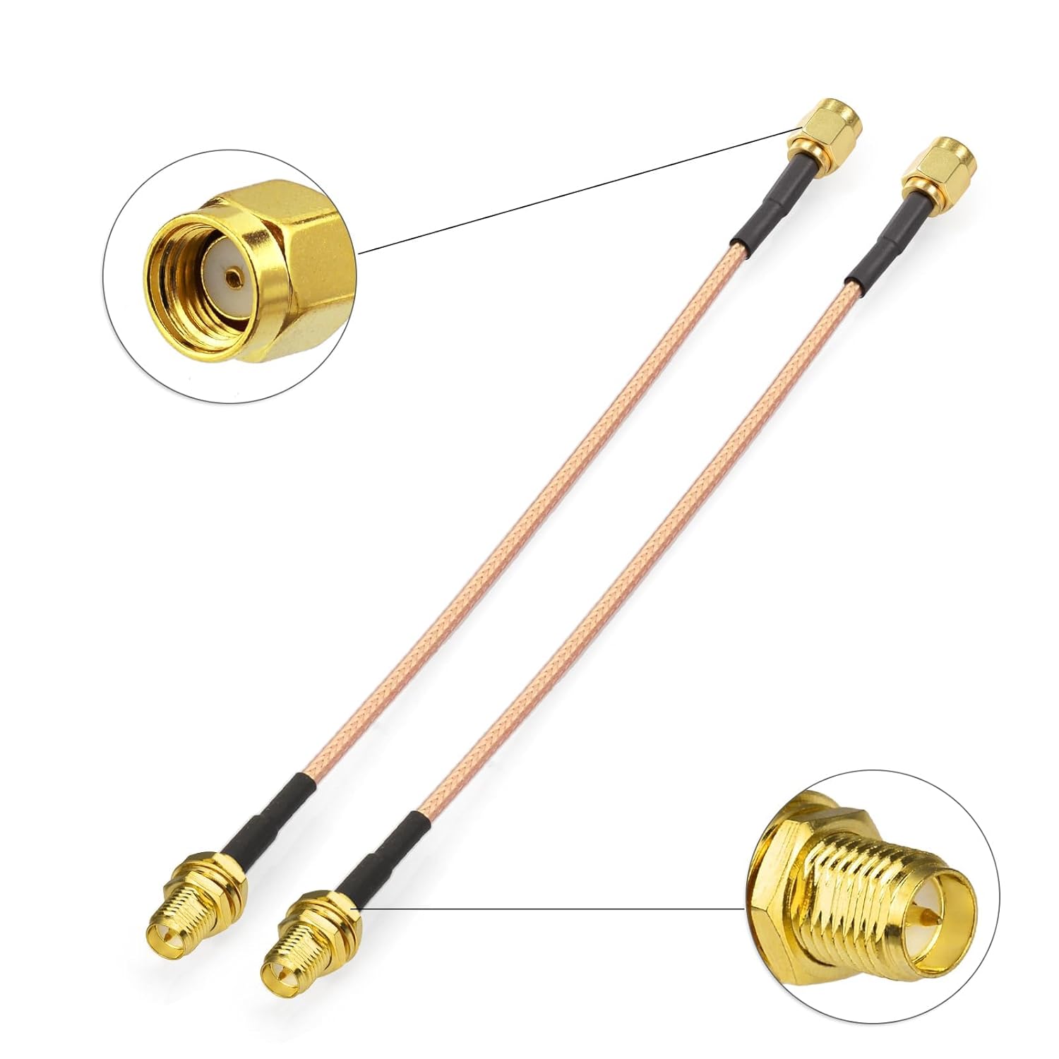 Superbat RP-SMA Female to RP-SMA Male RG316D Extension Cable 6inch,High-Speed Low Loss Coaxial Jumper for 5G WiFi Router/Drone/Antenna 2-Pack