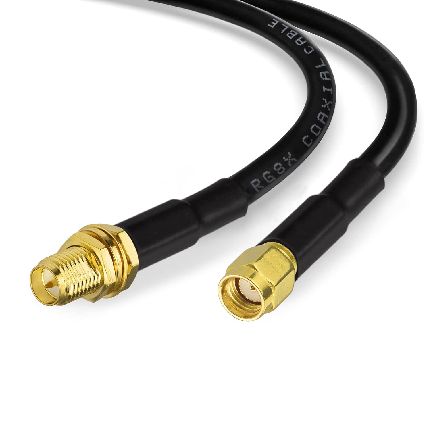 Superbat WiFi Antenna Extension Cable (2-Pack) RP-SMA Male to RP-SMA Female Bulkhead Mount RG8X Cable for WiFi Router Security Camera Wireless Network Card Adapter (Not for TV)