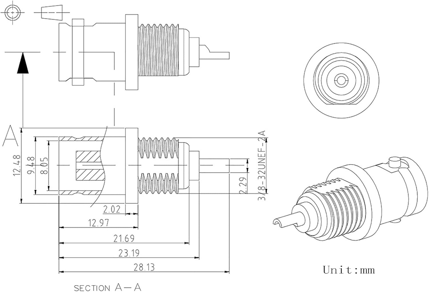 Superbat BNC Female Connector BNC Chassis Panel Mount Solder Nut Bulkhead RF Connector for Monitor Equipment RG58 RG59 RG6 RF Coaxial Cable Welding Machine Parts 5Pcs