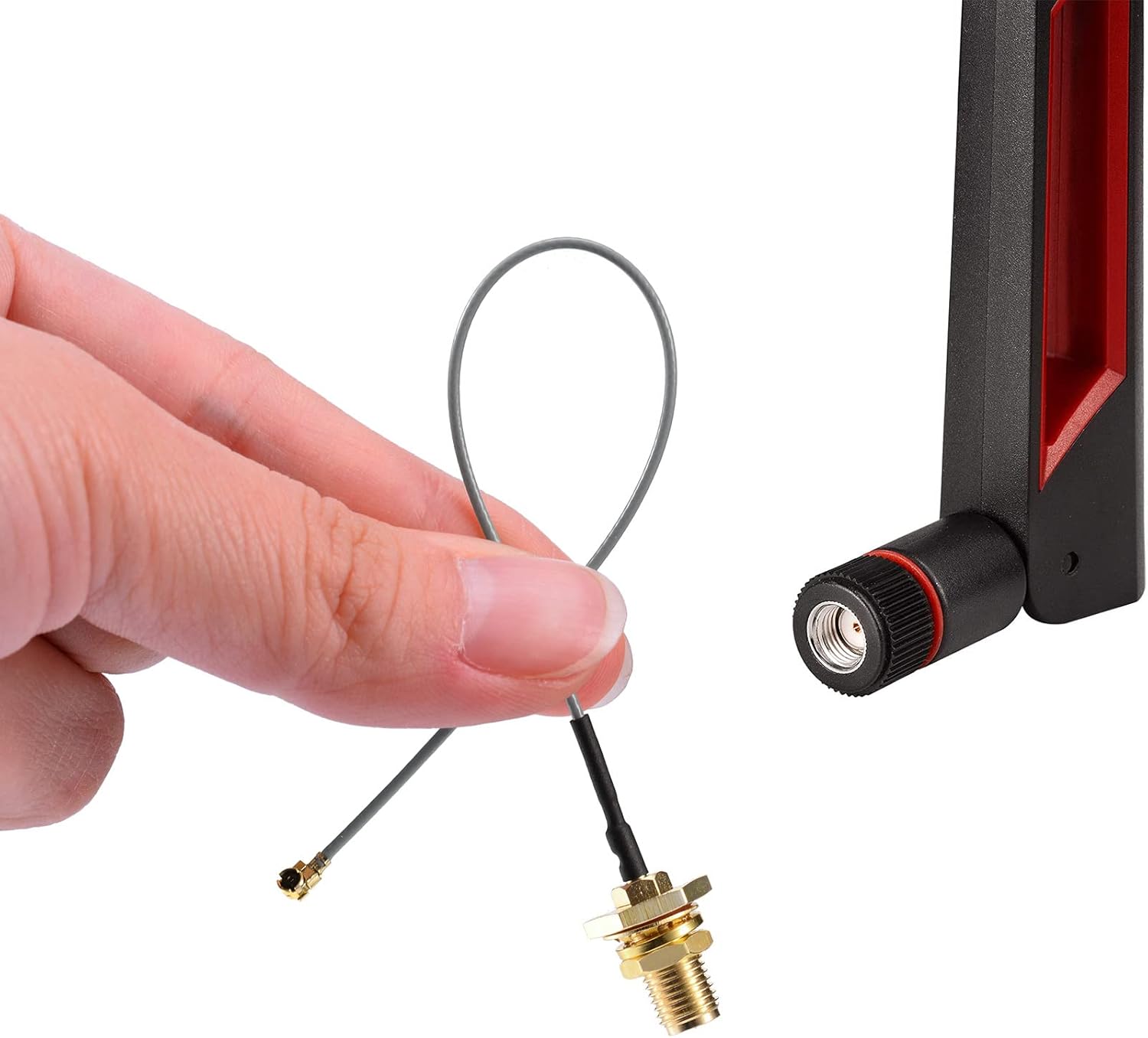 SUPERBAT 8dBi WiFi Antenna 2.4GHz 5GHz 5.8GHz Dual Band RPSMA Antenna + 15CM U.fl/IPEX to RP-SMA Pigtail for Mini PCIe Card Wireless Routers, PC Desktop, Repeater, FPV UAV Drone 2pcs