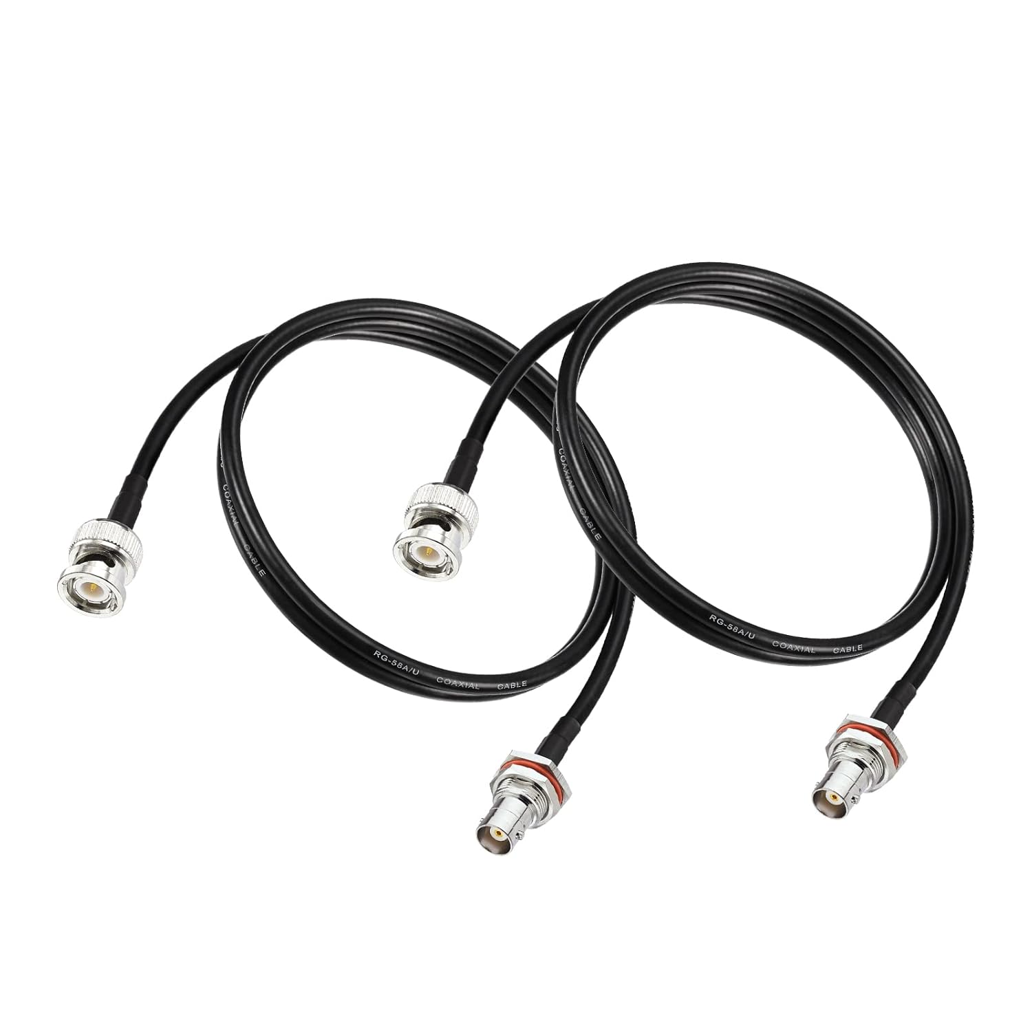 Superbat BNC Extension Cable 50 ohm RG58 2PCS 3FT BNC Male to Female Bulkhead Jumper Coax Cable for UHF/VHF Ham Radio/Wireless Microphone Antenna/CCTV/Amateur Radio etc.