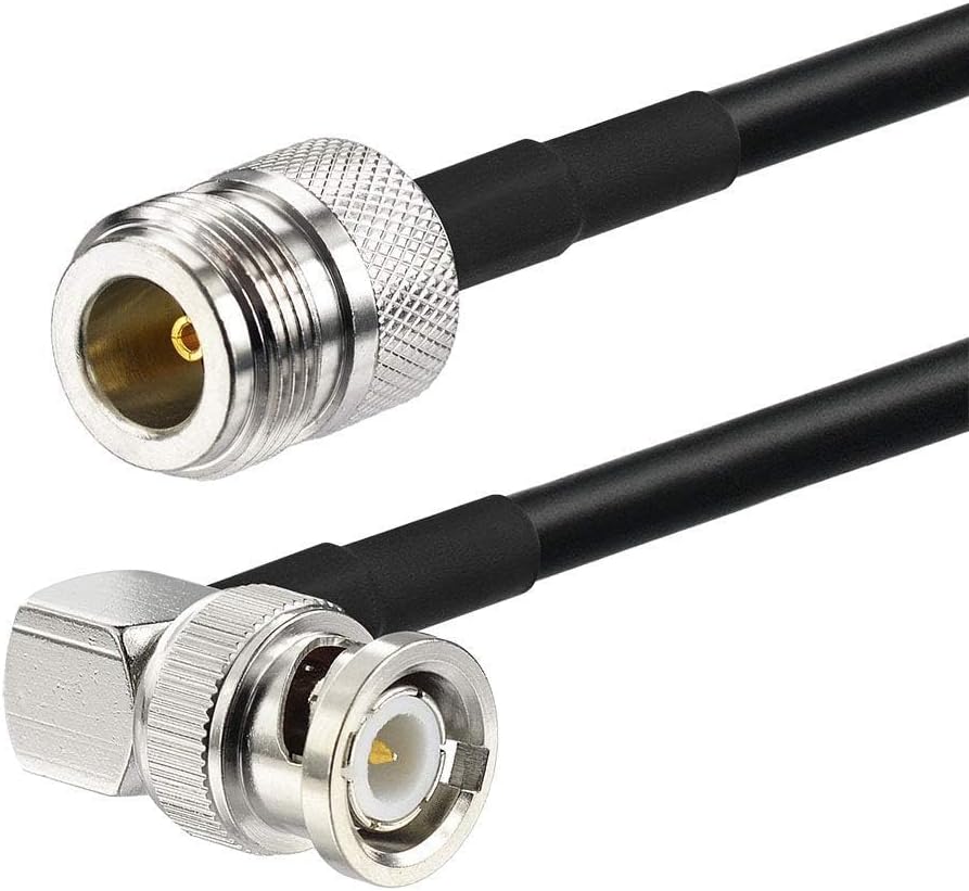 SUPERBAT N Type Female to Right Angle BNC Male Coax Cable RG58 for Radio Scanners Antenna Repeater System Commo Equipment Extension Cable, 3 Feet