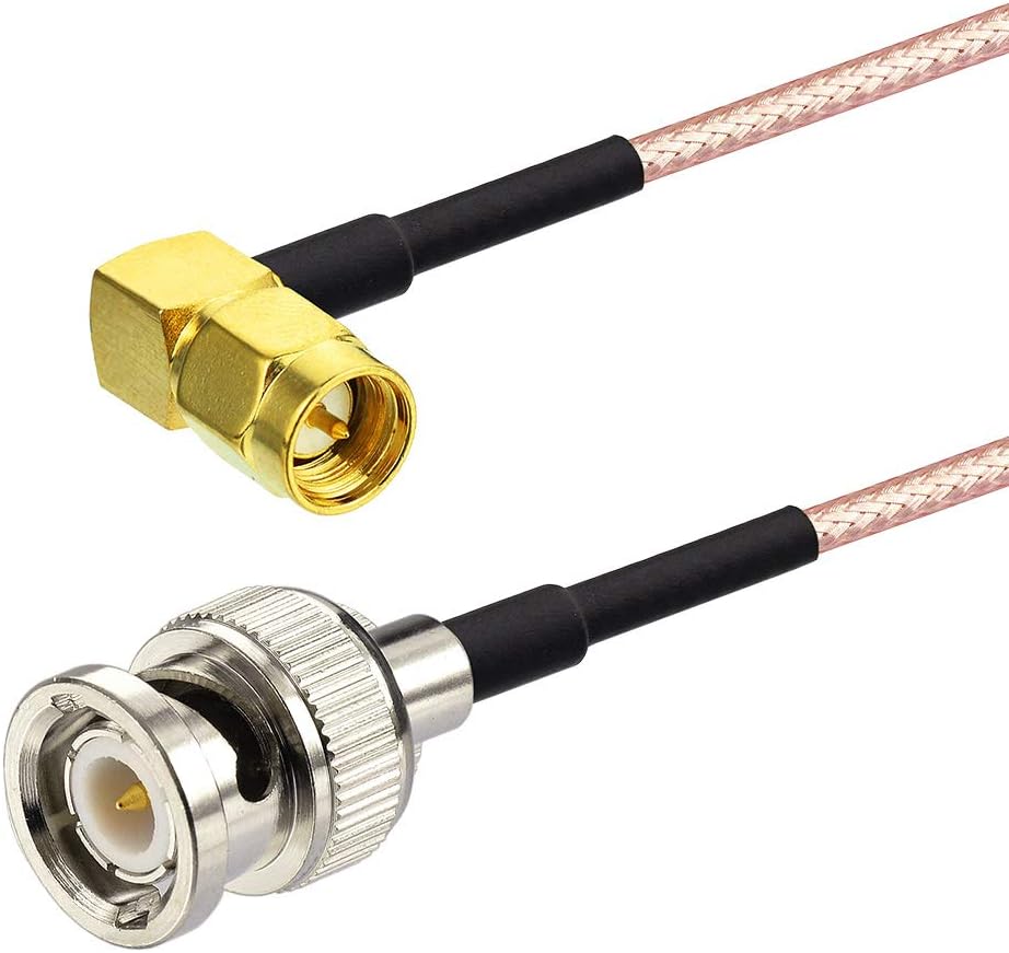 SUPERBAT SMA to BNC Cable Pigtail，SMA Male Right Angle to BNC Male Adapter Using RG316 Jumper RF Coaxial Cable, 20Inch 2Pcs