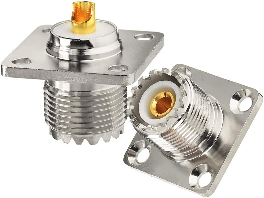 wlaniot SO-239 Chassis Mount Connector - UHF Female 4 Holes Panel, Flange Solder Cup, Bulkhead, 3pcs