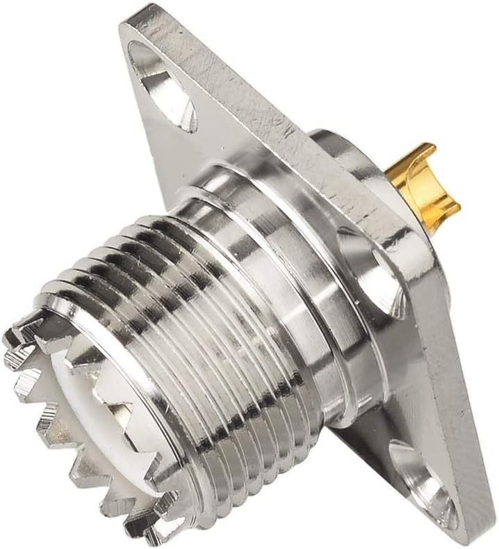 wlaniot SO-239 Chassis Mount Connector - UHF Female 4 Holes Panel, Flange Solder Cup, Bulkhead, 3pcs