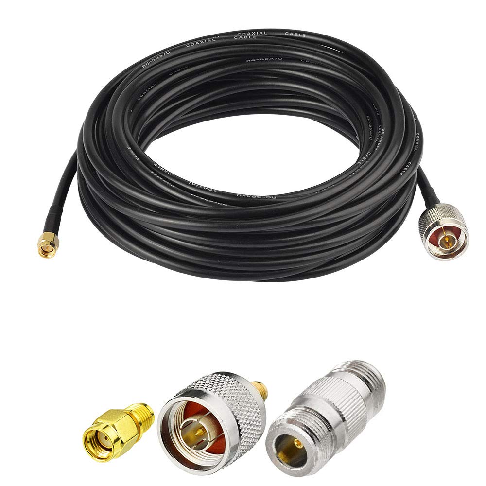 Superbat SMA Male to N Male RF Coaxial Coax Cable 25ft + 3pcs SMA to N Male/Female Coax Adapter Kit for Gateway Router 3G 4G LTE Ham Radio ADS-B Antenna etc
