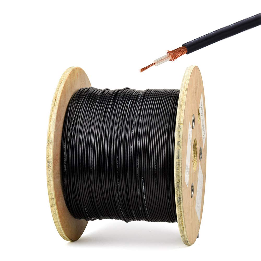 Superbat RF RG174 Coax Coaxial Cable Black 50 Ohm Mini Rg-174 Bare for Radio Cable Or DIY Antenna Wire 17ft