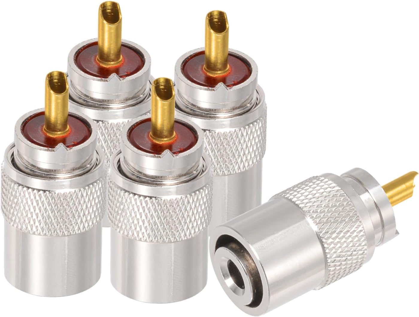 Superbat PL259 Coax Connectors PL259 UHF Male Solder Coax Connector for RG8X RG58 LMR240 RG8 Coaxial Cable Compatiable with Ham Radio CB Antenna etc.5-Pack