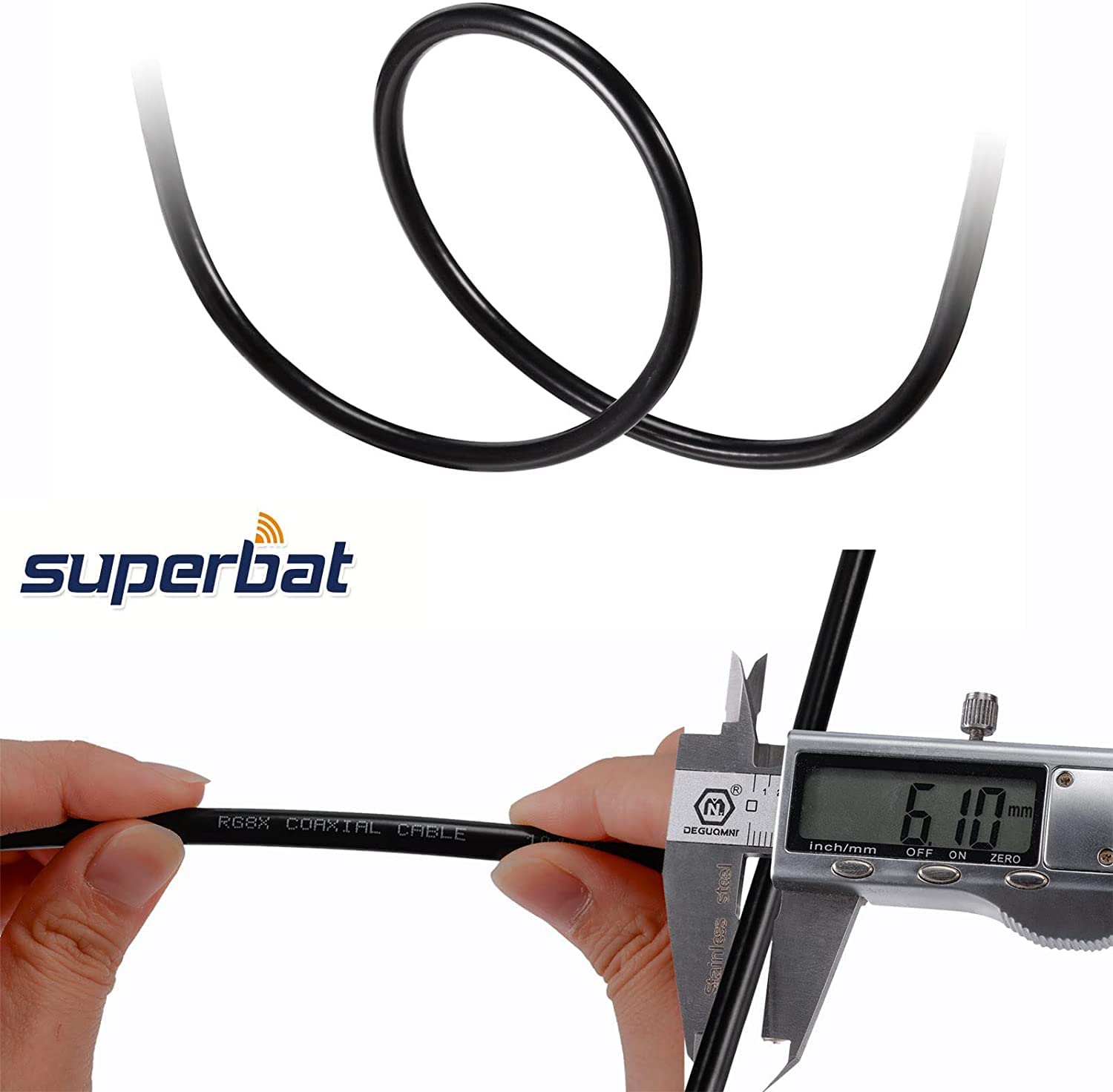 Superbat CB Coax Cable 3ft RG8X Coaxial Cable UHF SO239 Female to PL259 Male Jumper for Ham Radio Duplexer Tuner Dummy Load SWR Meter Switch Monitor etc.