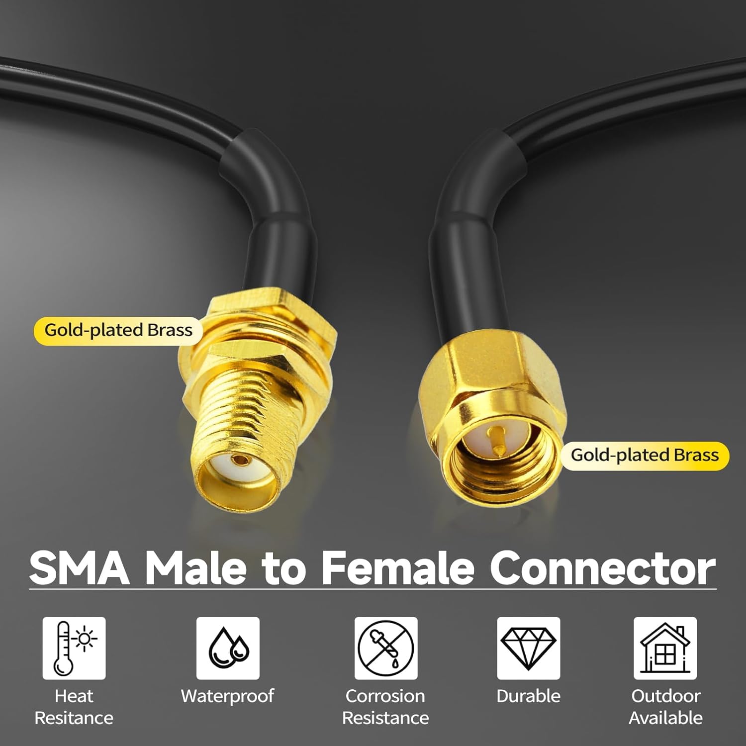 Superbat SMA Male to SMA Female Bulkhead Cable 10ft 50 Ohm Coax Cable for SDR Antenna Ham Radio, 3G 4G LTE Antenna, ADS-B, GPS Meter Radio etc.