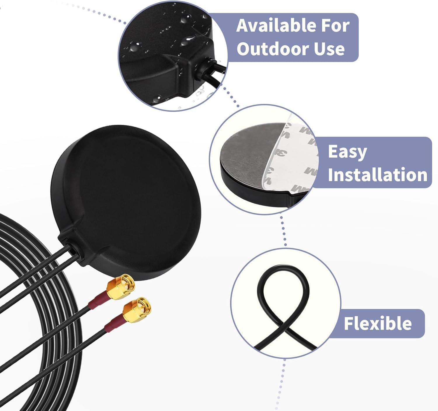 Superbat 4G LTE Antenna Dual Band MIMO Magnetic Mount Omni-Directional SMA Male Antenna for Verizon AT&T T-Mobile Sprint Router Cellular Gateway Modem Wireless Router MMDVM Hotspot Board etc.